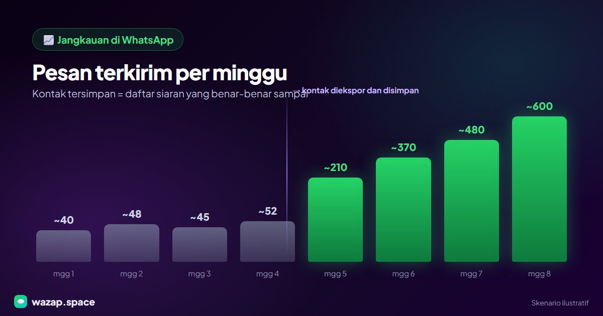 Illustrative chart of messages delivered per week before and after saving WhatsApp contacts