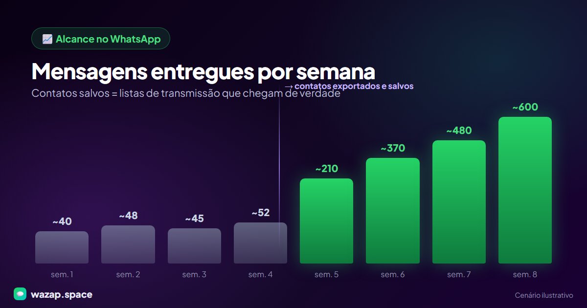 Gráfico de mensagens entregues por semana antes e depois de salvar os contatos